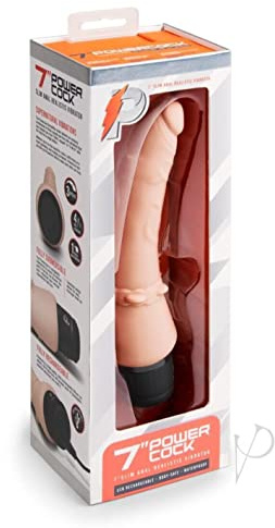 Powercocks 7-Inch Slim Anal Realistic Vibrator – Flesh Tone Silicone Dildo Vibrator with Veined Shaft | Flexible, Multi-Speed & Sure-Grip Base
