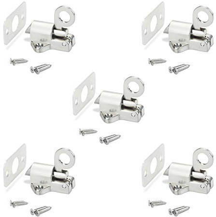 5-pack JUNKER Självstängande dörrbeslag (45 x 44 x 51,5 mm) Fjäderlåsregel för dörrar och klaffar till husvagnen och möbler.