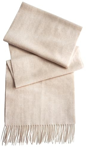 Style & Republic - Sciarpa unisex in 100% cashmere con frange – sciarpa lunga e morbida in morbido tessuto premium per momenti autunnali e invernali, 180 x 30 cm + 10 cm di frange, crema, Taglia unica