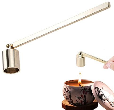 Esteopt Estintore, stoppini, accessori con manico lungo, in acciaio inox, per la maggior parte delle candele (oro)