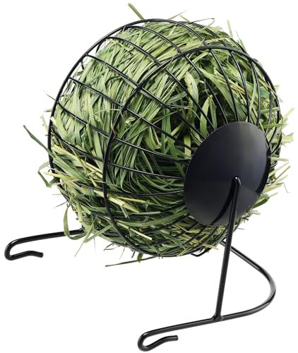 Navaris Heuraufe aus Eisen - Kaninchen Zubehoer - Kaninchen Spielzeug - Hasen Zubehör - Nager Zubehör - Hasen Spielzeug - Futterrad für Hasen & Kaninchen - Schwarz