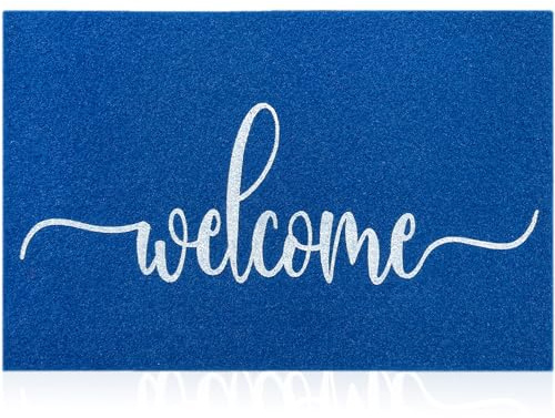 MWAZZLL Blue Doormat Outdoor Indoor Welcome Mat Low-Profile Non Slip Mat Easy to Clean Entrance Mats for Front Door,Patio,Porch Decorative