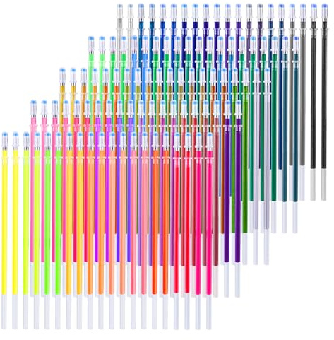 Andibro Bunte Gelstift Nachfüllungen, 100 Stück Glitzer Gelstifte Mehrfarbige Ersatzminen 0,8mm Art Gel Stifte Set 4 Farbtypen Gel Glitzerstifte für Erwachsene Kinder zum Markieren Zeichnen Schreiben