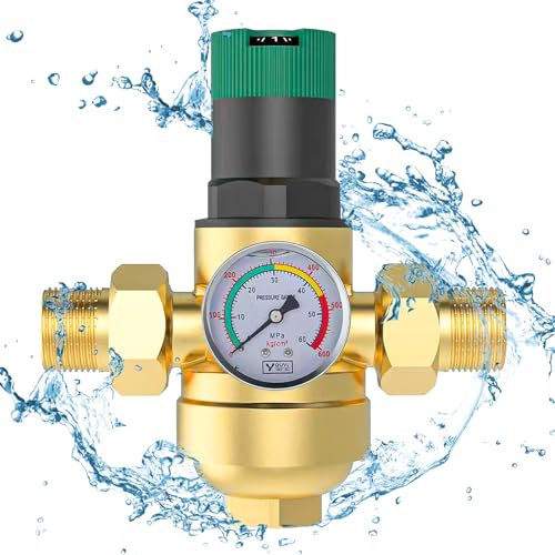 3/4 Pouce Reducteur de Pression Eau, Limiteur de Pression Avec Manometre Pression Eau Et Filtre à Mailles, RéDucteur de Pression D'Eau En pour Robinets D'Irrigation de Jardin de Chauffage au Gaz