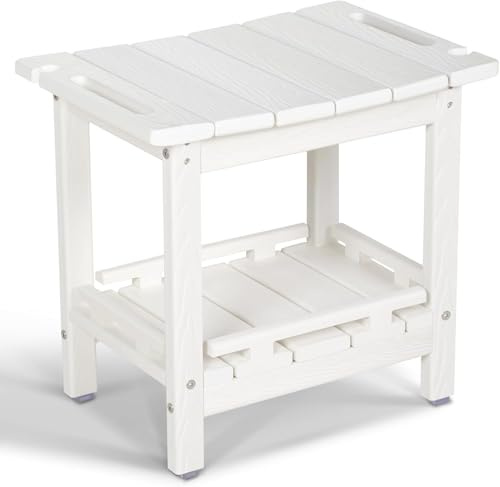 NALONE Duschhocker, HDPE Badhocker modern Design 2-Tier badezimmerhocker mit rutschfesten Fußpolstern, hölzerner Spa Duschhocker für Innendusche, ergonomischer und wasserdichter