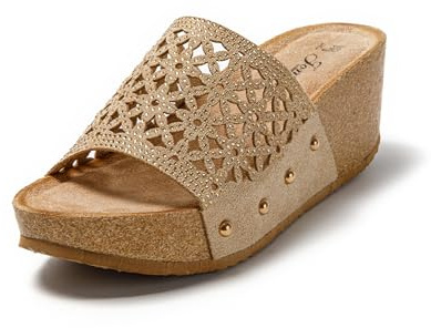 JOMIX Mules Femmes Compensés Sandales avec Tige Ajourée Tongs été Confortables pour Piscine Plage Mer