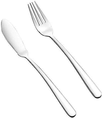 NAMOARLY Edelstahl Fischbesteck Fischmesser Und Fischgabel Gebürstet Poliert Für Restaurant Hotel Gastronomie Ergonomisch Modernes Design