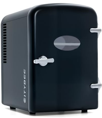 Citybee Mini Kühlschrank Fridge 4L - Kühlschränke klein 12V 230V Läuft Leise Geeignet für Getränke Kosmetik Essen - Minikühlschrank ideal für Auto Zimmer Camping Wohnmobil Büro und Reisen (Schwarz)