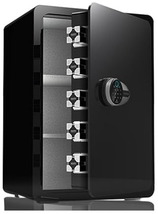 Cassaforte da Pavimento Acciaio Cassaforte Intelligente con Password e Impronta Digitale, Telecomando Wi-Fi e Sistemas di Allarme Safe per La Casa, L'hotel e L'ufficio(Black)