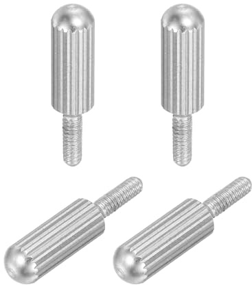 QUARKZMAN 4 Pcs Tornillos De Manija Pequeños Moleteados M2 X 6mm (Plateado) | Cabeza Plana Macho Moleteados Tornillos Fijadores, Acero Inoxidable 304, Para Iluminación Hogar Electrónica Máquina