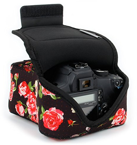 USA Gear DSLR kameraväska liten för spegelreflexkameror, SLR-kamerafodral med neoprenskydd, bälteshållare och tillbehör – Kompatibel med Nikon D3400, Canon EOS Rebel SL2, Pentax K-70 med mera –