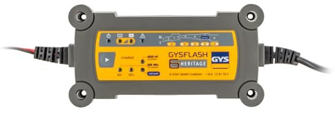 GYS - GYSFLASH Heritage 6A Caricabatterie/Mantenimento di Carica batterie 6V, 12V e 24V, Auto, Auto d'Epoca, Moto e utilitari