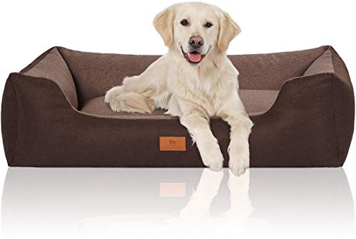 Knuffelwuff 14096-009 Hundebett Hundekörbchen Hundesofa Hundekissen Hundekorb Bezug Waschbar Grosse Hunde Xxl Luke Braun-Potatoe
