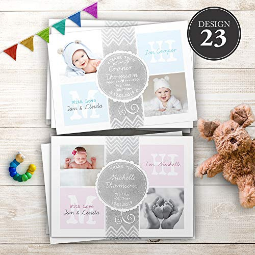 Baby Thank You Cards, Personalised, Birth Announcement, Girl or Boy Thank You Cards (Design 23)