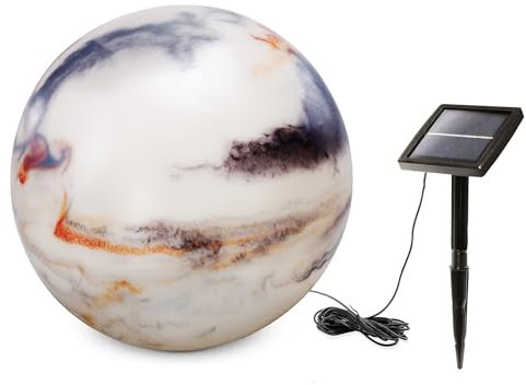Esotec Solar Leuchtkugel, Marmor Optik, 26cm, Solarkugelleuchte, Solarkugel, Steinoptik, Kugelleuchte, LED Kugel, Solargarten, außen, wetterfest, Winterfest, 102673