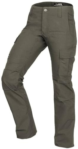 LAPG Women's Gear Stretch Tactical Pants, Low Rise, Slim Fit, 7-Pocket Durable Flex Cargo Outdoor, Hiking & Work Pants, Ranger Green, 14 Long