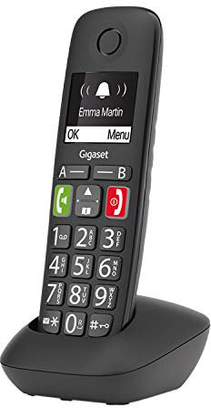 Gigaset E290 - Drahtloses Senioren-Telefon Ohne Anrufbeantworter Mit großen Tasten - Große Anzeige, Schnellwahltasten Wichtige Nummern, Schwarz