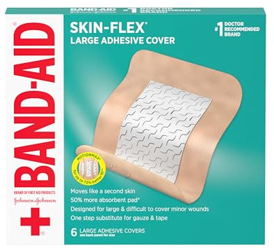 Band-Aid Brand Skin-Flex Adhesive Flexible Wound Covers for First Aid Wound Care of Minor Cuts, Scrapes & Burns, with a Comfortable Feeling, Moving Like a Second Skin, Sterile, Large, 6 ct