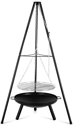Fire Pit Gril Pivotant,Brasier Rond Multifonction pour Terrasses De Barbecue De Jardin, Barbecues Au Charbon Camping Et Pique-Nique