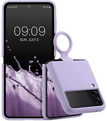 kwmobile Custodia con Anello Compatibile con Samsung Galaxy Z Flip 3 5G - Cover Ultra Slim Silicone Morbido - Back Case Morbida TPU - lavanda