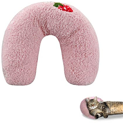 Andiker Kissen für Katzen, U-förmiges, weiches, flauschiges Kätzchen-Kissen zum Liegen auf Katzenbett, ultraweiches Haustierkissen für Katzen, flauschige Katzen, Kissen für Indoor-Katzen und Welpen