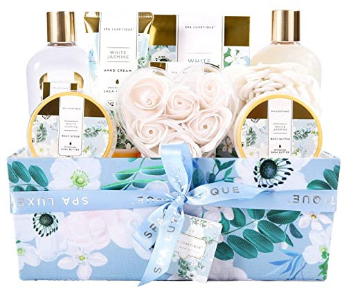 SPA LUXETIQUE Beauty Set für Frauen - Bad Geschenkset 12-teiliges Geburtstagsgeschenk, Jasmin Duft Spa Set, Wellness Set für Frauen, Bad Geschenke für Geburtstage und Feste Muttertagsgeschenk