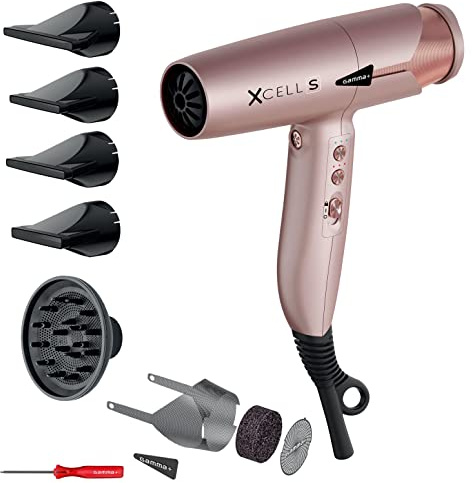 GAMMA+ XCELL S Ionic Haartrockner, 290 g Ultraleichter Haartrockner mit bakterientötender Wirkung, Leise, Smart Memory, LED-Schnittstelle, Selbstreinigende Technologie (SCHUKO-Stecker)