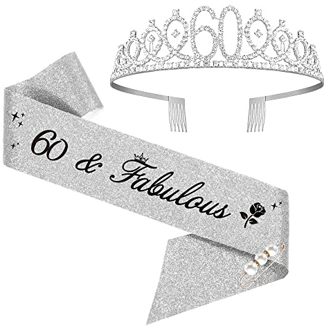 Couronne Écharpe 60 Ans Fabulous - Diadème Princesse Reine Anniversaire Femme - Cadeau Fête