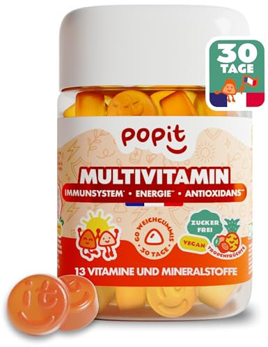 POP IT 60 Fruchtgummis Multivitamin hochdosiert - 13 All-in-One-Vitamine - Vegan, laktosefrei, glutenfrei - Multivitamin-Komplex - Vitamin A-Z Alternative zu Vitamin-Tabletten & Multivitamin Kapseln