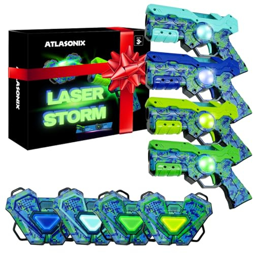 Laser Tag Guns Set of 4 - Kids Laser Tag Set of 4, Lazershooting Set with Vests, Christmas & Birthday Gift for Kids & Adults, Fun Outdoor Indoor X Blaster Experience Ages 3+