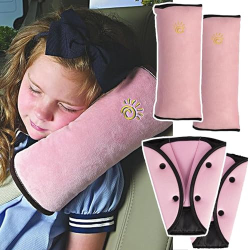 4 almohadillas para el cinturón de seguridad, 2 almohadillas extraíbles para el cinturón de seguridad del coche 2 almohadillas protectoras(rosa)