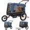 Hundeanhänger 3in1 Fahrradanhänger, Hundebuggy, Jogger für Hunde, großer Laderaum 240 Liter, Hundewagen mit Dual Federung, faltbar (Blau)