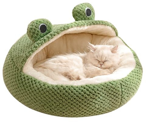 PETCUTE Katzenhöhle Katzenbett,Waschbar Katzenhaus Katzenschlafplatz für Katzen,Maschinenwaschbar,Flauschiges Kätzchen Welpen Kuschelbett Haustierbett mit Rutschfester Boden,Abnehmbares Kissen
