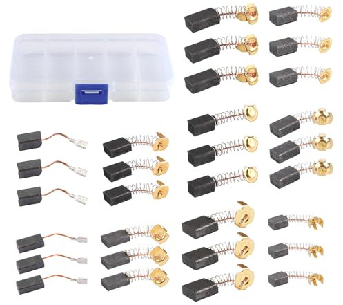 Kit de 30 Balais de Charbon Universel pour Outils Électriques - 10 Tailles, Compatible avec Perceuses, Meuleuses d'Angle, Ponceuses - Pièces de Rechange Essentielles pour Moteur Électrique