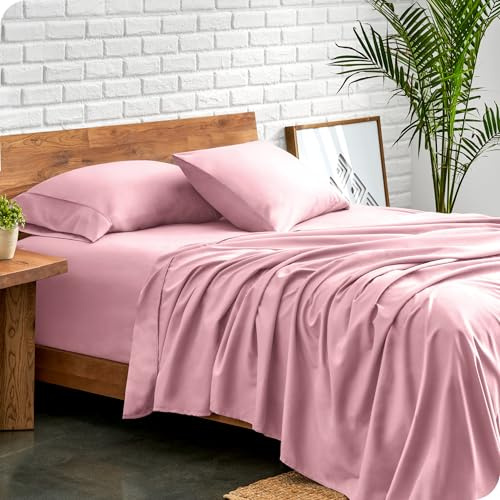 Bare Home Bed Sheet Set Super King Size - Premium 1800 Ultra-Soft Hydro-Brushed Microfibre Sheets - Deep Pocket - 4 Piece Set - Fitted Sheet, Flat Sheet, and 2 Pillowcases (Super King, Light Pink)