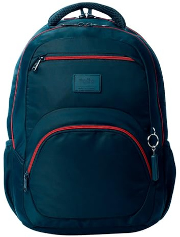 TOTTO - Mochila para Ordenador Portátil 14 Pulgadas, Modelo Tracer 4, Mochila Eco-Friendly, 3 Compartimentos, Cremallera con Argolla para Candado, 2 Bolsillos para Botella, Color Salute Azul Oscuro