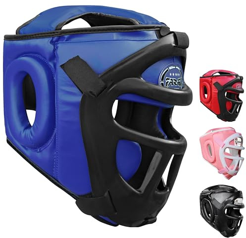 Protección de cabeza para boxeo 2-en-1 – Casco de deportes de combate ajustable con rejilla facial extraíble de protección completa para MMA, Muay Thai, Kickboxing, Sparring | Hombres y mujeres (S