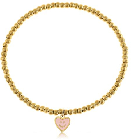 Made by Nami Bracciale Donna Oro Elastico con Perle Evil Eye Acciaio Chirurgico 316L Impermeabile Regolabile