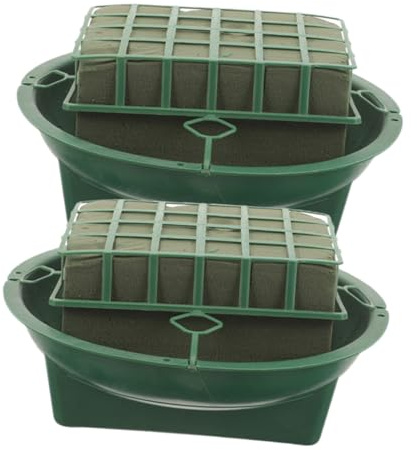 CORHAD 2pcs Floral Foam Cage with Bowl Plastic and Foam Flower Mud Base for Wedding and Flower Shop Arrangements Practical Floral Boxes