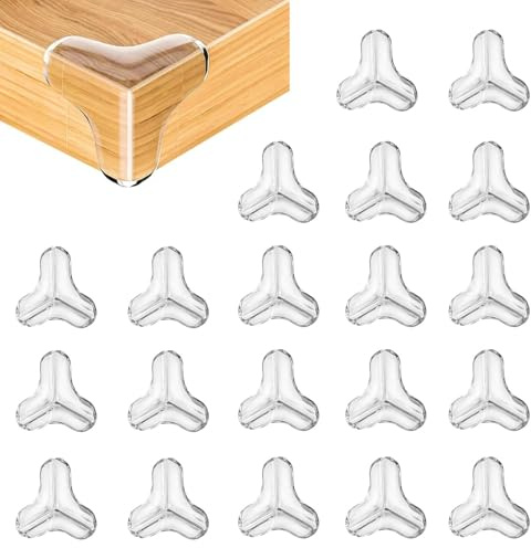 Protectores de Bordes para Bebés, Protectores de Esquinas, Juego de 20 Transparentes y Suaves - Super Adhesivos y Seguros para Muebles