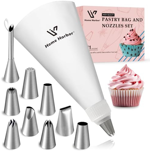 Spritzbeutel Set,Spritztülle Wiederverwendbar,Haushalts Spritzbeutel Mit Tüllen,9 Spritzdüsen aus Edelstahl Und Adapter,Kuchen und Dessertdekoration,geeignet für Hobby und Profi-Dekorateure