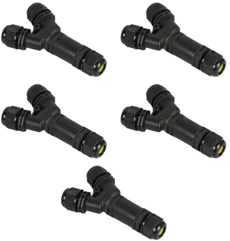5x Giuntacavo a Y per esterno IP68, tripolare 3 poli, connessione rapida, per cavo fino a 2,5mmq, diametro fino a 12mm, 220V 230V 16A, per ambienti umidi, pioggia, giardino, irrigazione, sdoppiatore