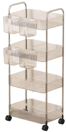 MHADBKH Sistemas de almacenamiento transparentes de torre de cosméticos con estantes ergonómicos, organizador de maquillaje móvil para dormitorio