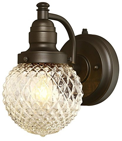 Westinghouse 6313700 Eddystone One-Light Outdoor Wall Fixture with Dusk to Dawn Sensor, Oil Rubbed Bronze Finish with Clear Diamond Cut Glass