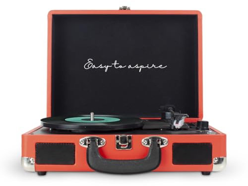 PRIXTON Tocadiscos de Vinilo Vintage VC400, Reproductor de Vinilos y Música por Bluetooth y USB, Digitalización de vinilos, 2 Altavoces Incorporados, Diseño de Maleta, Color Rojo
