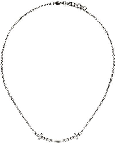 Jobo Damen Collier Halskette aus Edelstahl mit 6 Zirkonia 45 cm Kette