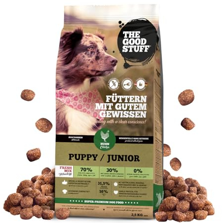 The GOODSTUFF Huhn (Puppy/Junior) 2,5 kg | Getreidefreies Hunde Trockenfutter Junior | Mit frischem Hühnerfleisch | Hundetrockenfutter für Welpen & Junghunde | Super-Premium Welpen Trockenfutter