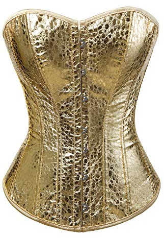 WLFFW Bustino Corsetto PVC Donna Corpetto Oro Steampunk EU(32-34) S