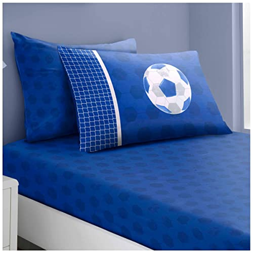 GC GAVENO CAVAILIA Kids Football Blue Bedding Single Fitted Bed Sheet Set