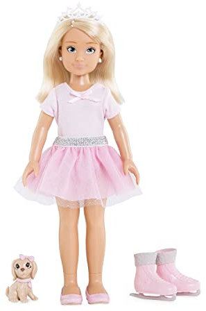 Corolle 9000600010 - Girls Valentine Ballerina Set, Ankleidepuppe mit Hund, mit Krönchen, Ohrringe und extra Schlittschuhe, 28cm Spielpuppe mit Vanilleduft, ab 4 Jahren